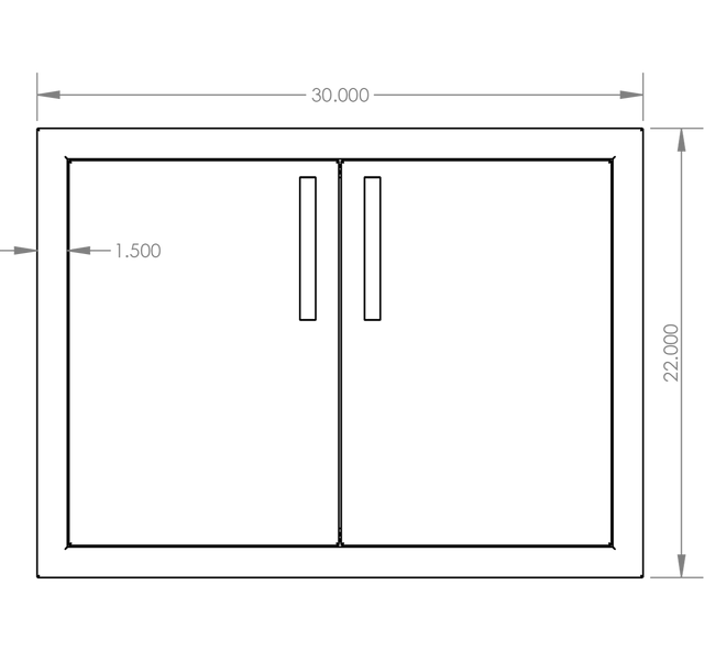 Summerset DD-30 Double Access Doors - front dimensions diagram