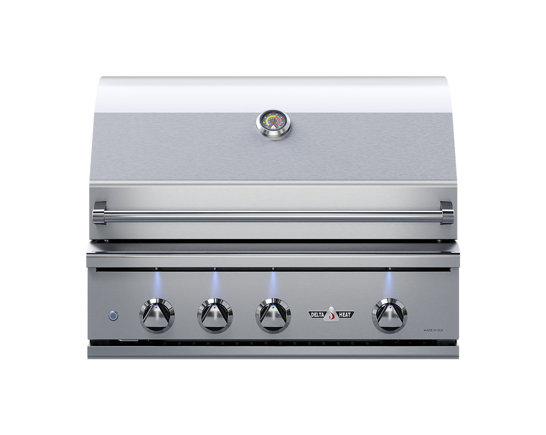 Delta Heat 32 Inch Built-In Gas Grill Three Piece Package with Double Doors & Double Trash Drawer