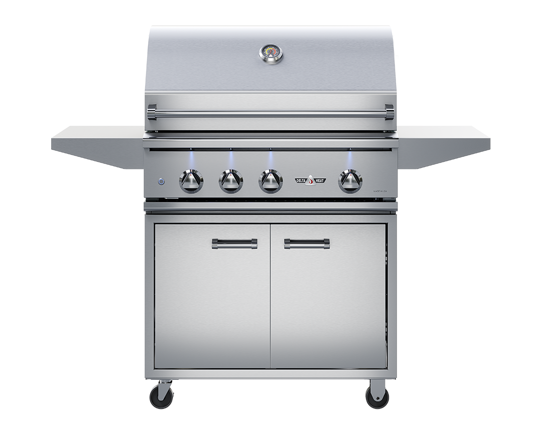 Delta Heat 32-Inch 3-Burner Freestanding Gas Grill On Cart - Color Control Panel