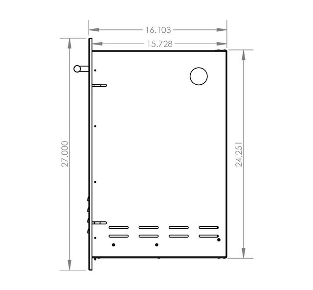Summerset DR1-20LP Propane Tank Drawer - side dimensions diagram