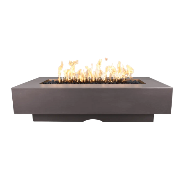 The Outdoor Plus Del Mar 84-inch GFRC concrete gas fire pit in Chestnut
