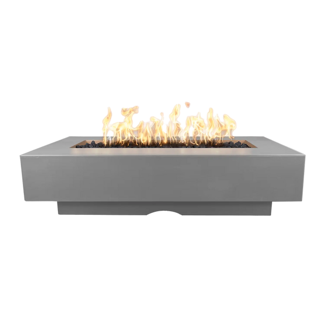 The Outdoor Plus Del Mar 84-inch GFRC concrete gas fire pit in Natural Gray