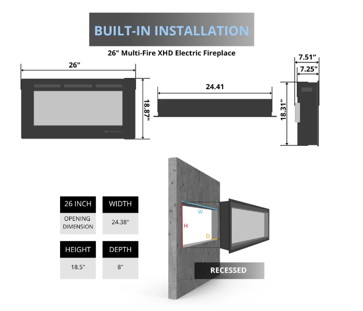 Dimplex Nova 26" Multi-Fire XHD Electric Fireplace Insert With Logs, XHD26L