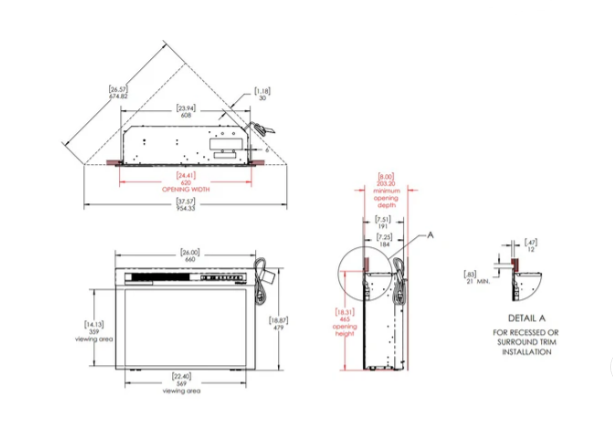 Dimplex Nova 26" Multi-Fire XHD Electric Fireplace Insert With Logs, XHD26L
