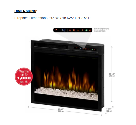 Dimplex Nova 28" Multi-Fire XHD Plug-in Electric Firebox - Acrylic Ember Media Bed, XHD28G