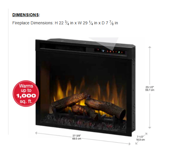 Dimplex Nova 28" Multi-Fire XHD Plug-in Electric Firebox - With Logs, XHD28L