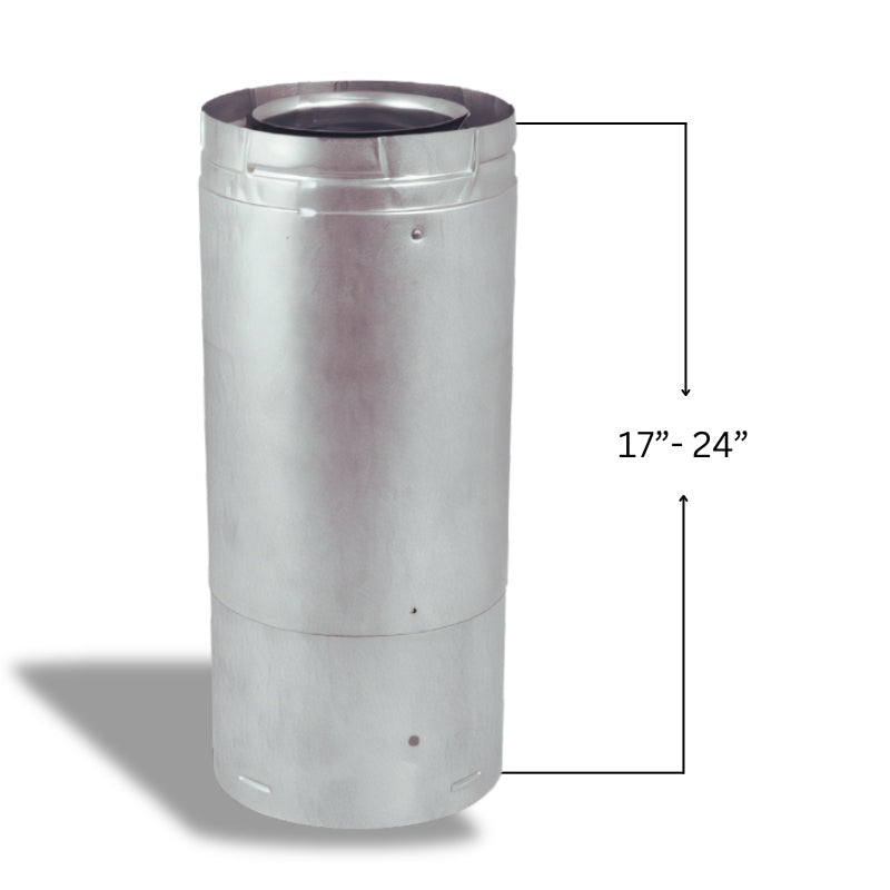 Duravent 4" x 6-5/8" DirectVent Pro 17"-24" Adjustable Pipe w/ welded seam | 46DVA-24TA