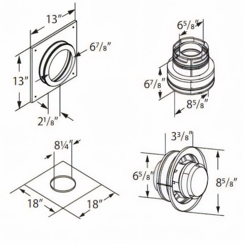 Duravent 4" x 6-5/8" DirectVent Pro Masonry Chimney Conversion Kit | 46DVA-KMC