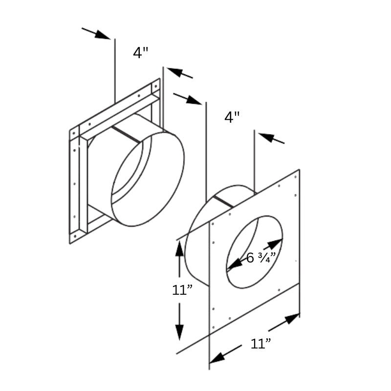 Duravent 4" x 6-5/8" DirectVent Pro Wall Thimble - Reduced | 46DVA-WTS