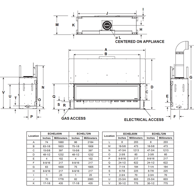 Majestic Echelon II 60 Inch Linear Direct Vent Gas Fireplace - ECHEL60IN-C