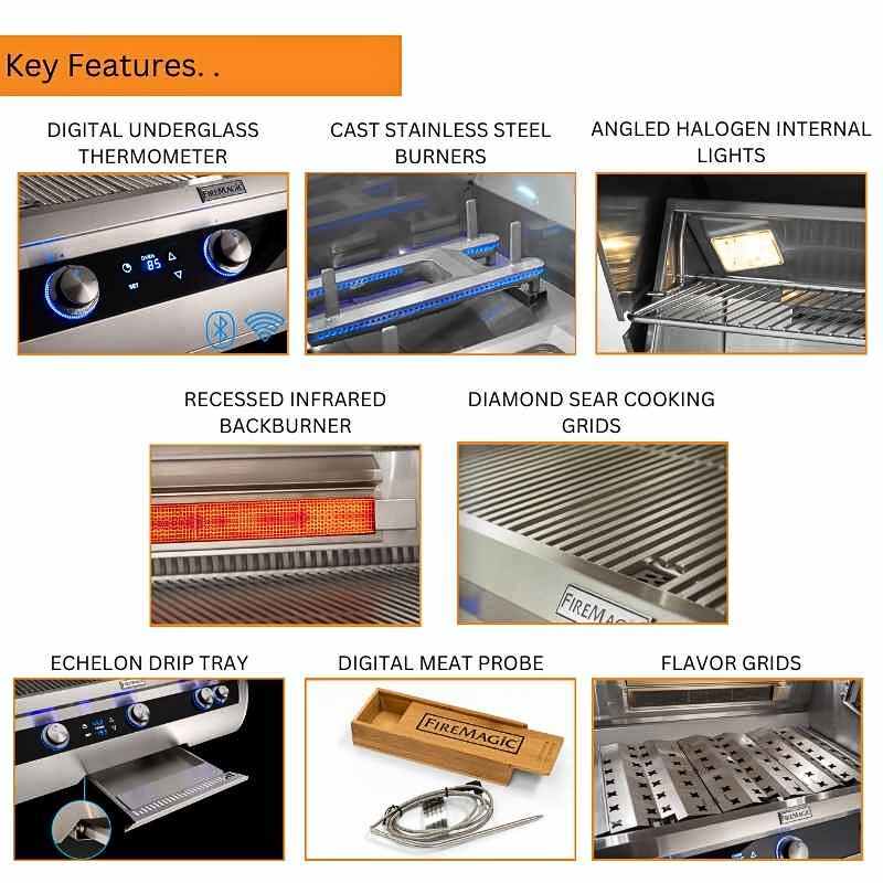 Fire Magic 36" Echelon Diamond E790i Portable Gas Grill with Digital Thermometer