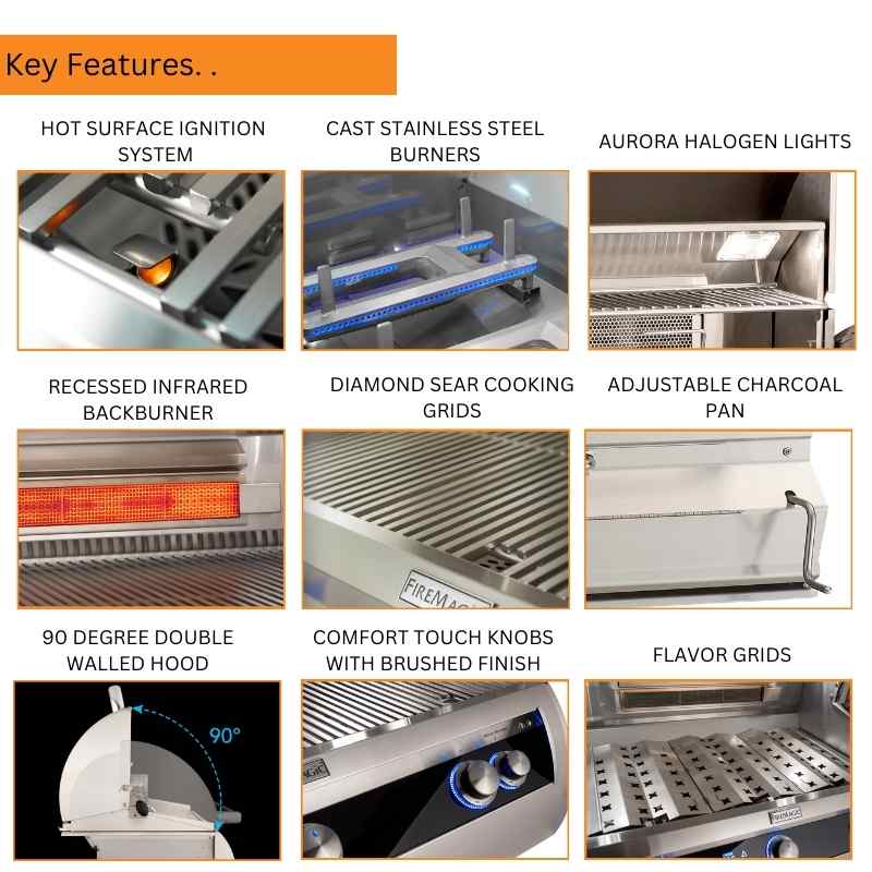 Fire Magic Aurora A830 Built-In Combo Gas & Charcoal Grill