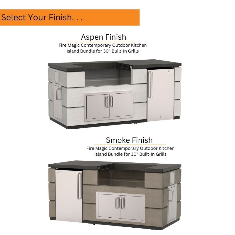 Fire Magic Contemporary Outdoor Kitchen Island Bundles for 30" Built-In Grills