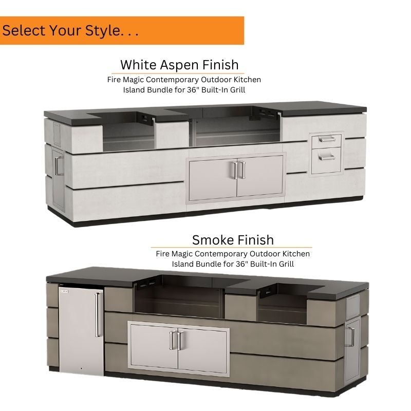 Fire Magic Contemporary Outdoor Kitchen Island Bundle for 36" Built-In Grill