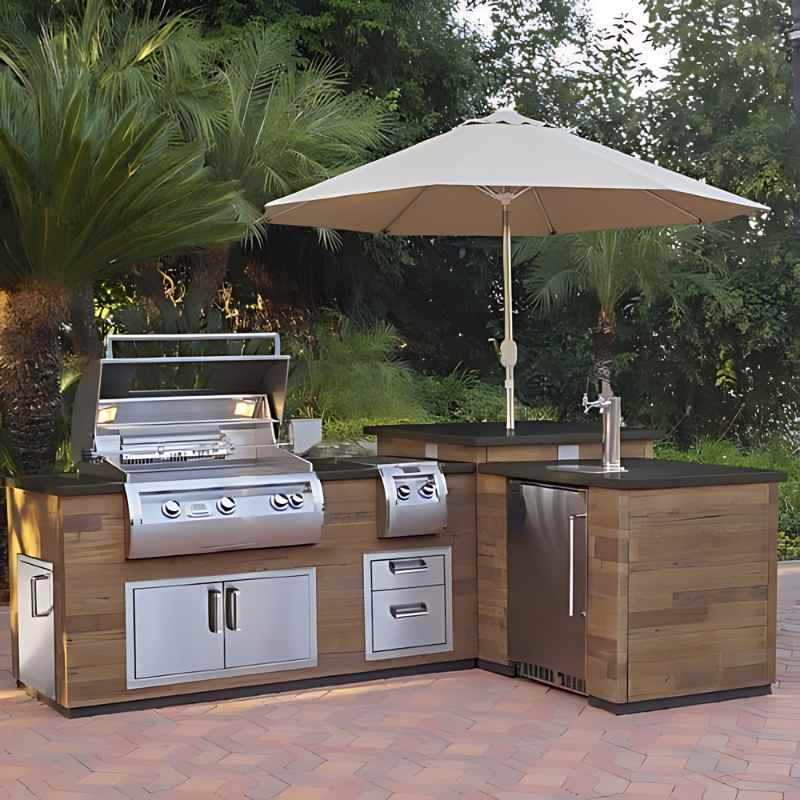 Fire Magic L-Shaped Outdoor Kitchen Island Bundles for 30" Built-In Grills