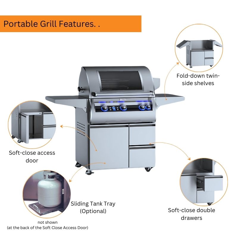 Fire Magic 30" Echelon Diamond E660i Portable Gas Grill with Digital Thermometer