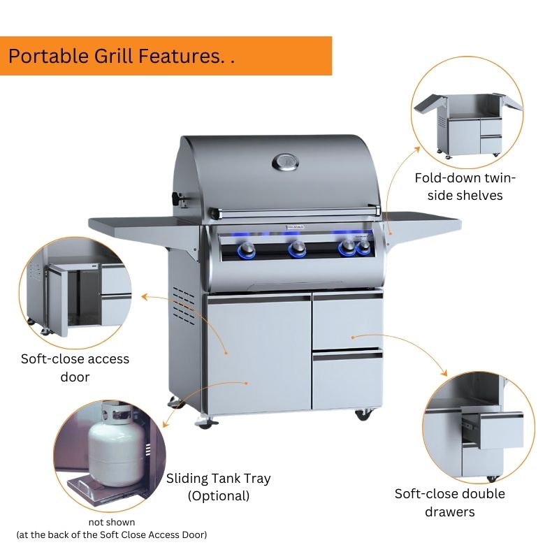 Fire Magic 30" Echelon Diamond E660i Portable Gas Grill with Analog Thermometer