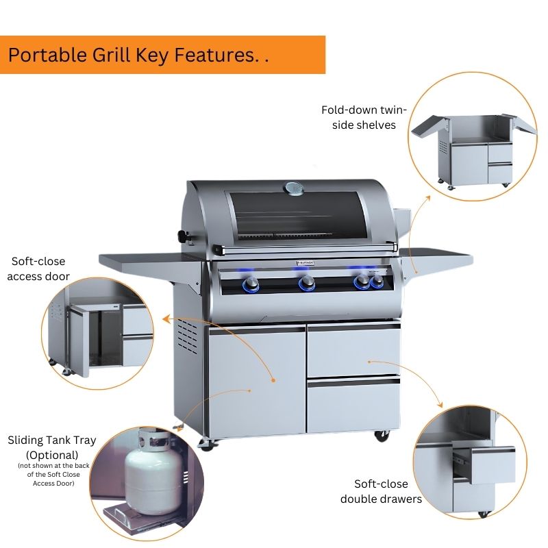 Fire Magic 36" Echelon Diamond E790i Portable Gas Grill with Analog Thermometer