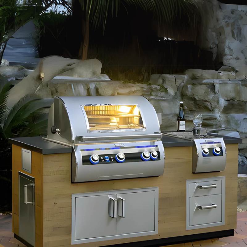 Fire Magic 77" Reclaimed Wood Outdoor Kitchen Island with Side Burner
