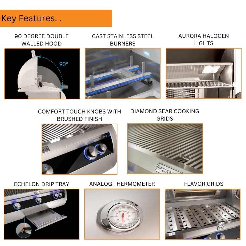 Fire Magic 30" Echelon Diamond E660i Built-In Gas Grill with Analog Thermometer