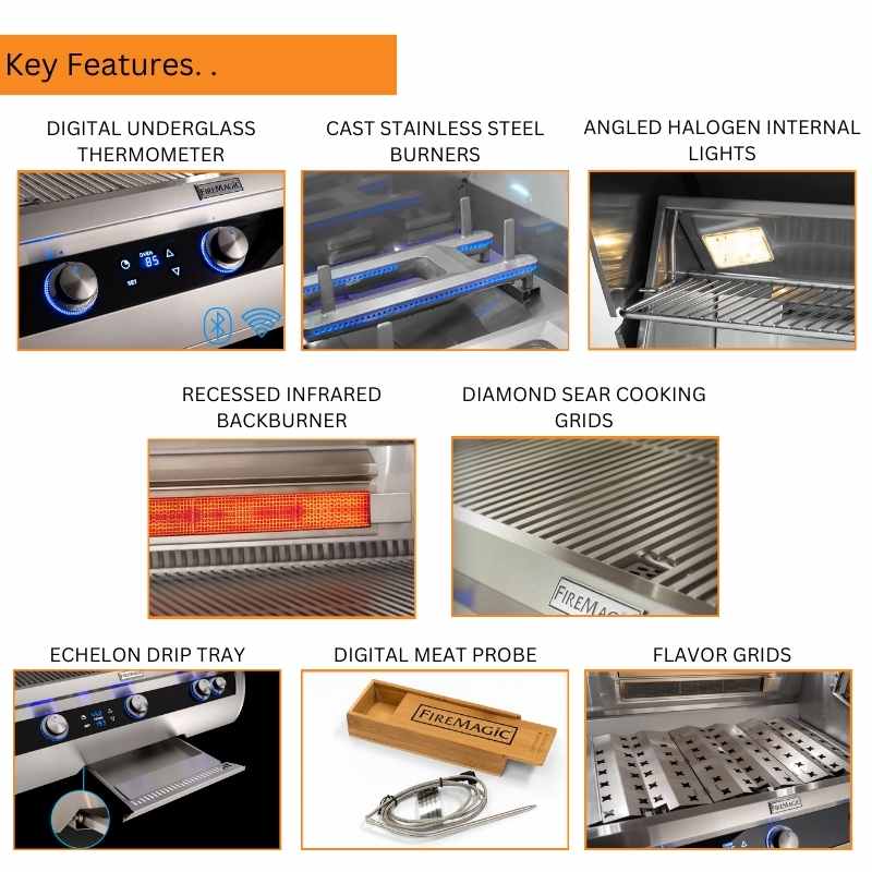 Fire Magic 36" Echelon Diamond E790i Built-In Gas Grill with Digital Thermometer