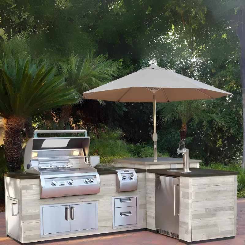 Fire Magic L-Shaped Outdoor Kitchen Island Bundles for 30" Built-In Grills