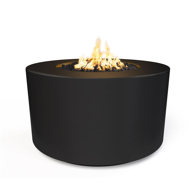 The Outdoor Plus Florence 42-inch GFRC concrete gas fire pit, 24 inch tall, in Black