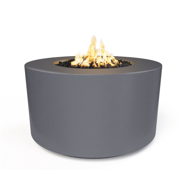 The Outdoor Plus Florence 42-inch GFRC concrete gas fire pit, 24 inch tall, in Gray