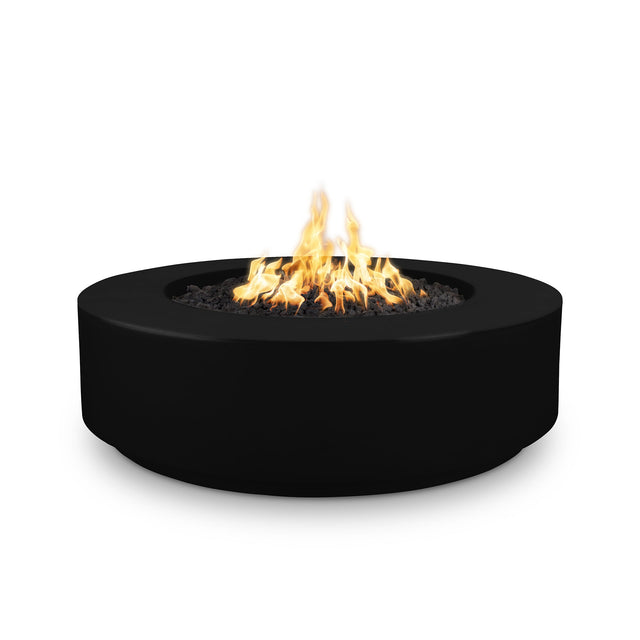 The Outdoor Plus Florence 42-inch GFRC concrete gas fire pit, 12 inch tall, in Black
