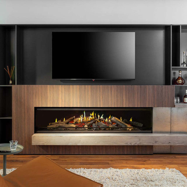 NetZero Fire E-One 190 Single-Sided Electric Fireplace featuring a modern, sleek single-sided design for contemporary interiors.