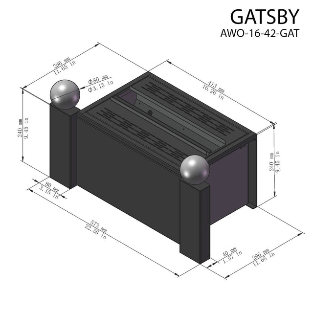 Aquafire Gatsby freestanding water vapor electric fireplace