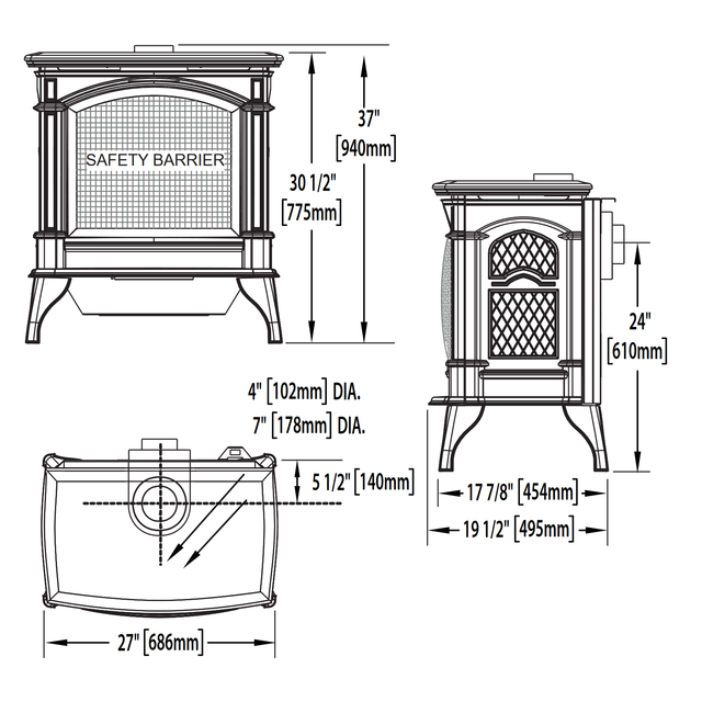 Napoleon Knightsbridge GDS60 gas stove - dimensions