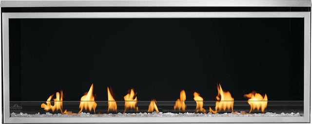 Napoleon Galaxy 50 outdoor gas fireplace with black illusion glass