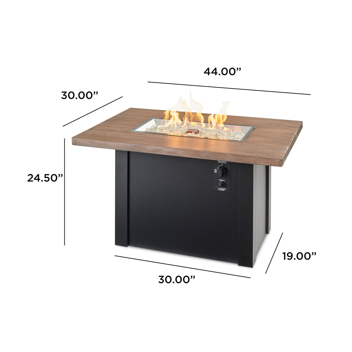 Havenwood Rectangular Gas Fire Pit Table 44"