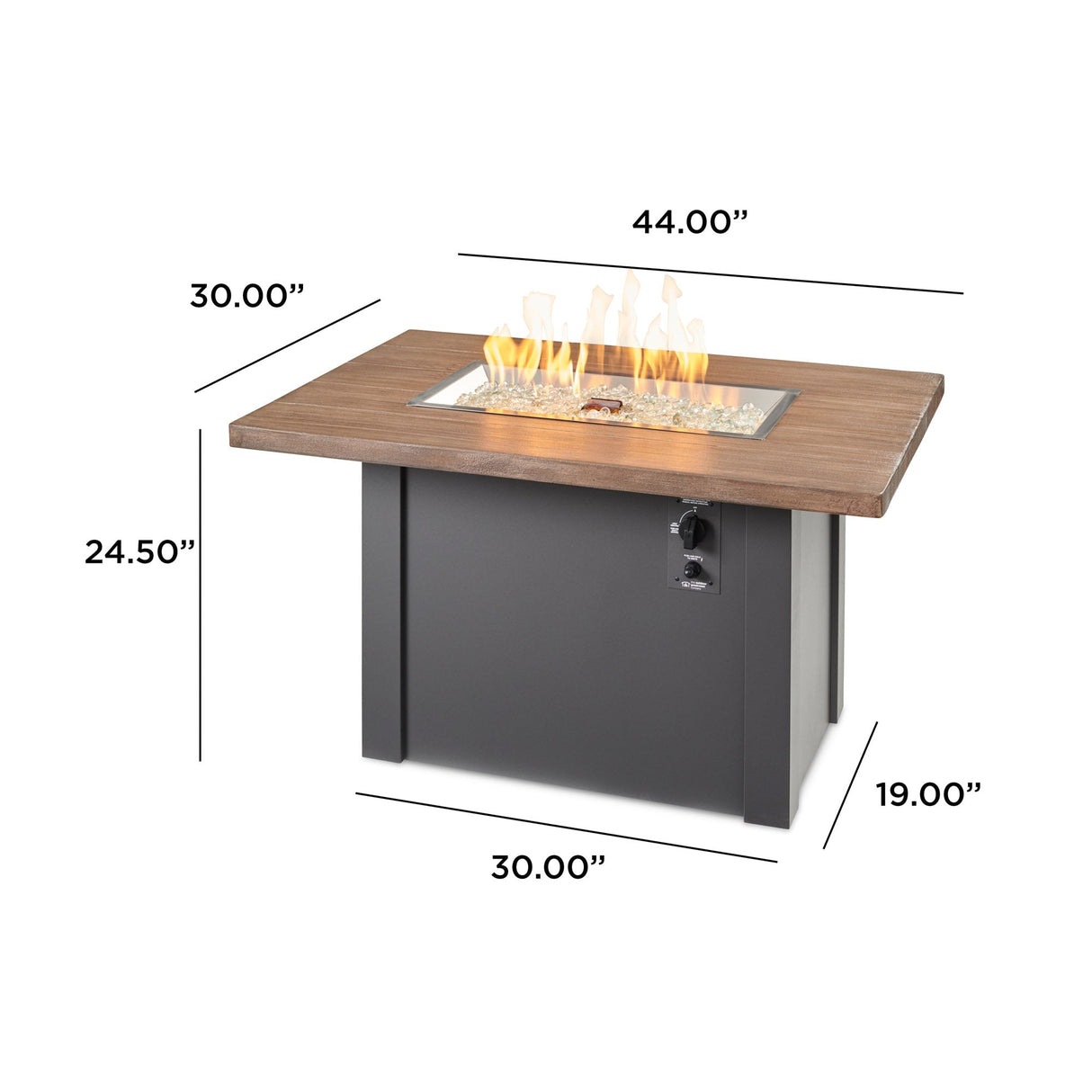Havenwood Rectangular Gas Fire Pit Table 44"