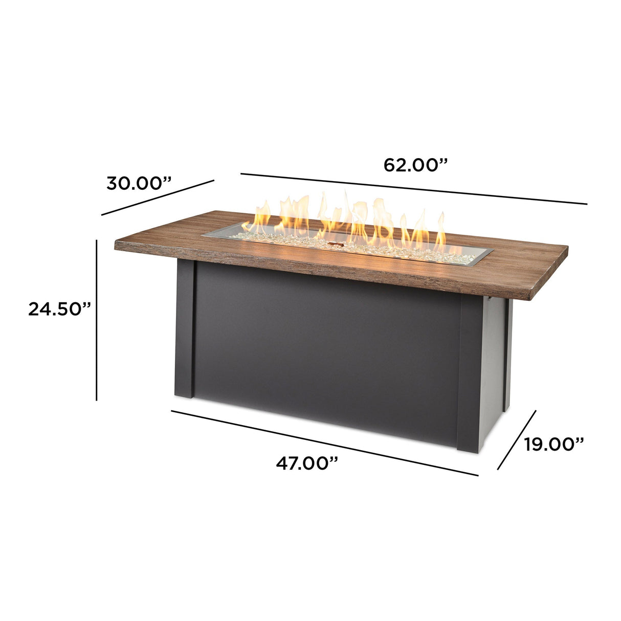 Havenwood Linear Gas Fire Pit Table 62"