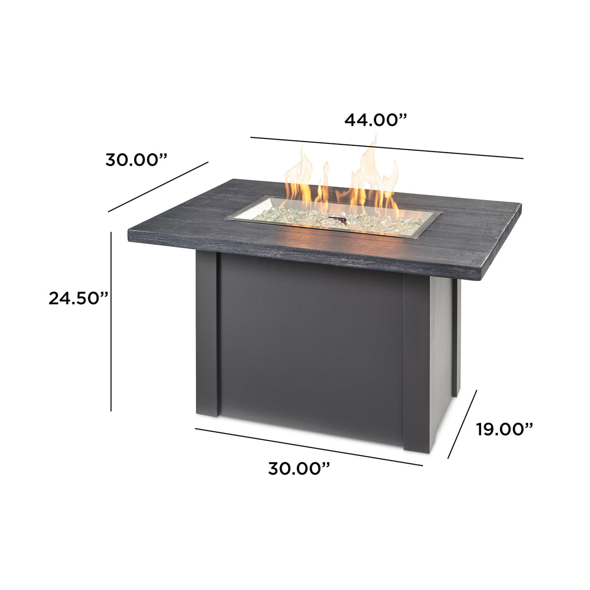 Havenwood Rectangular Gas Fire Pit Table 44"