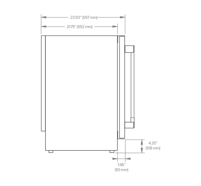 Summerset IM-15N Outdoor Nugget Ice Maker - side dimensions diagram