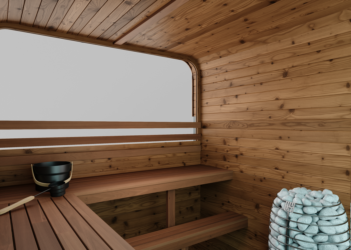 Thermory 6 Person Square Sauna No 40 DIY Kit with Terrace and Window