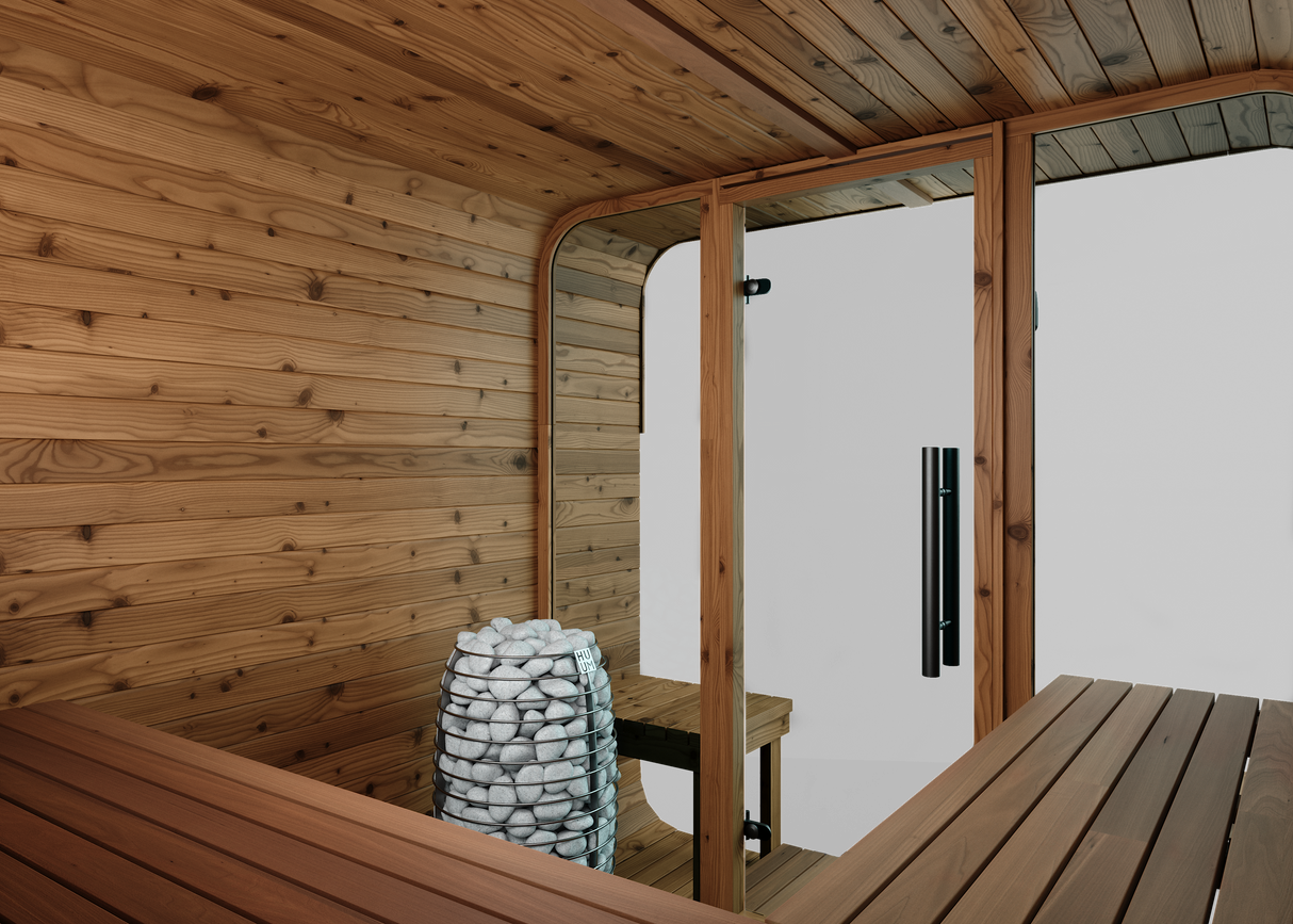 Thermory 6 Person Square Sauna No 40 DIY Kit with Terrace and Window