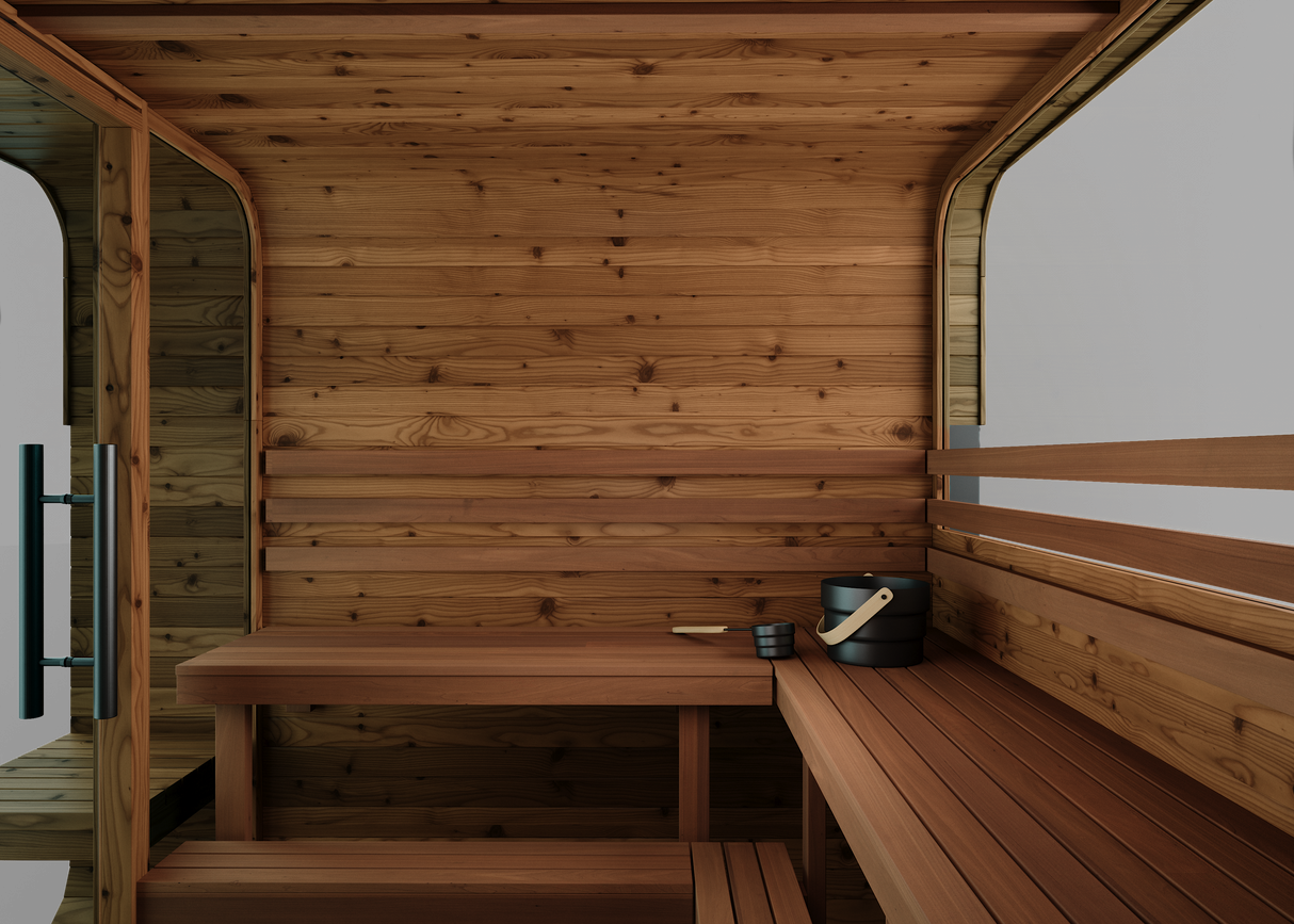 Thermory 6 Person Square Sauna No 40 DIY Kit with Terrace and Window