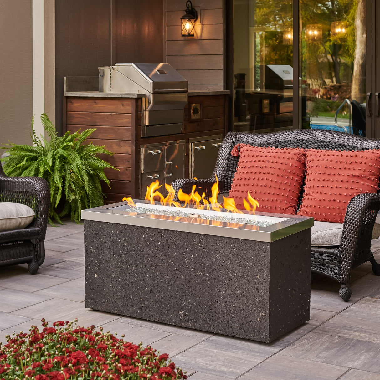 Key Largo Linear Gas Fire Pit Table