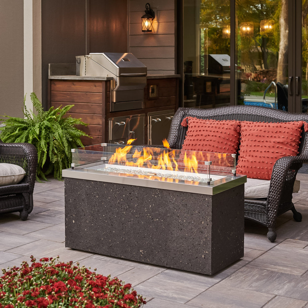 Key Largo Linear Gas Fire Pit Table