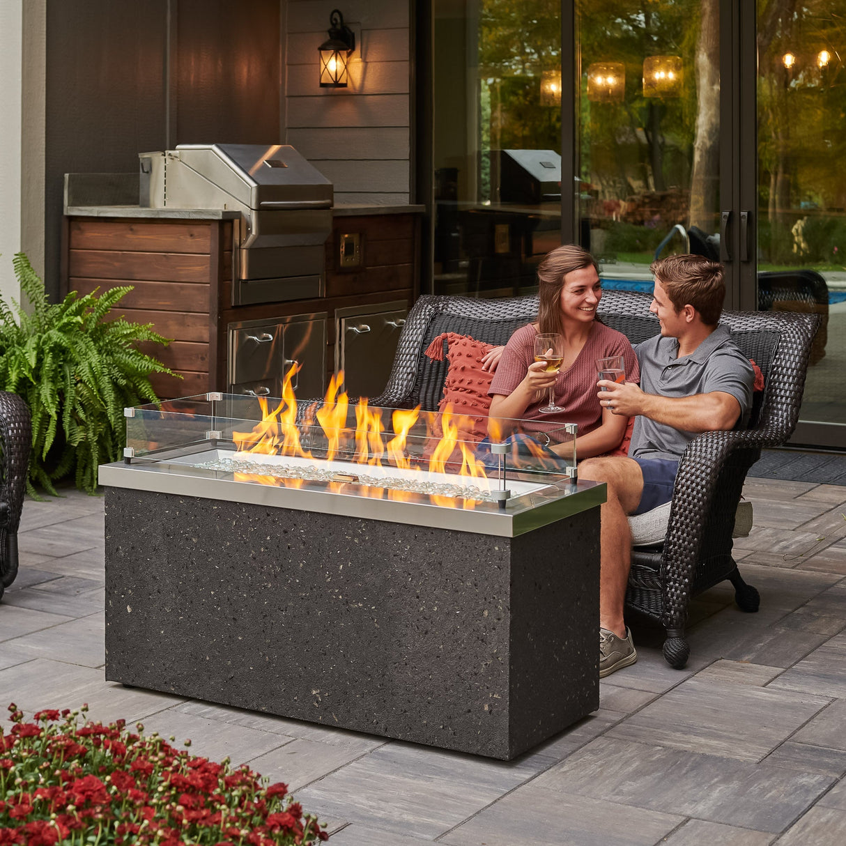 Key Largo Linear Gas Fire Pit Table