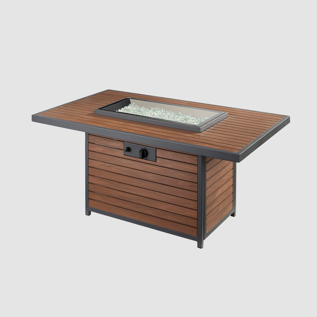 Kenwood and Brooks Rectangular Chat Height Gas Fire Pit Table