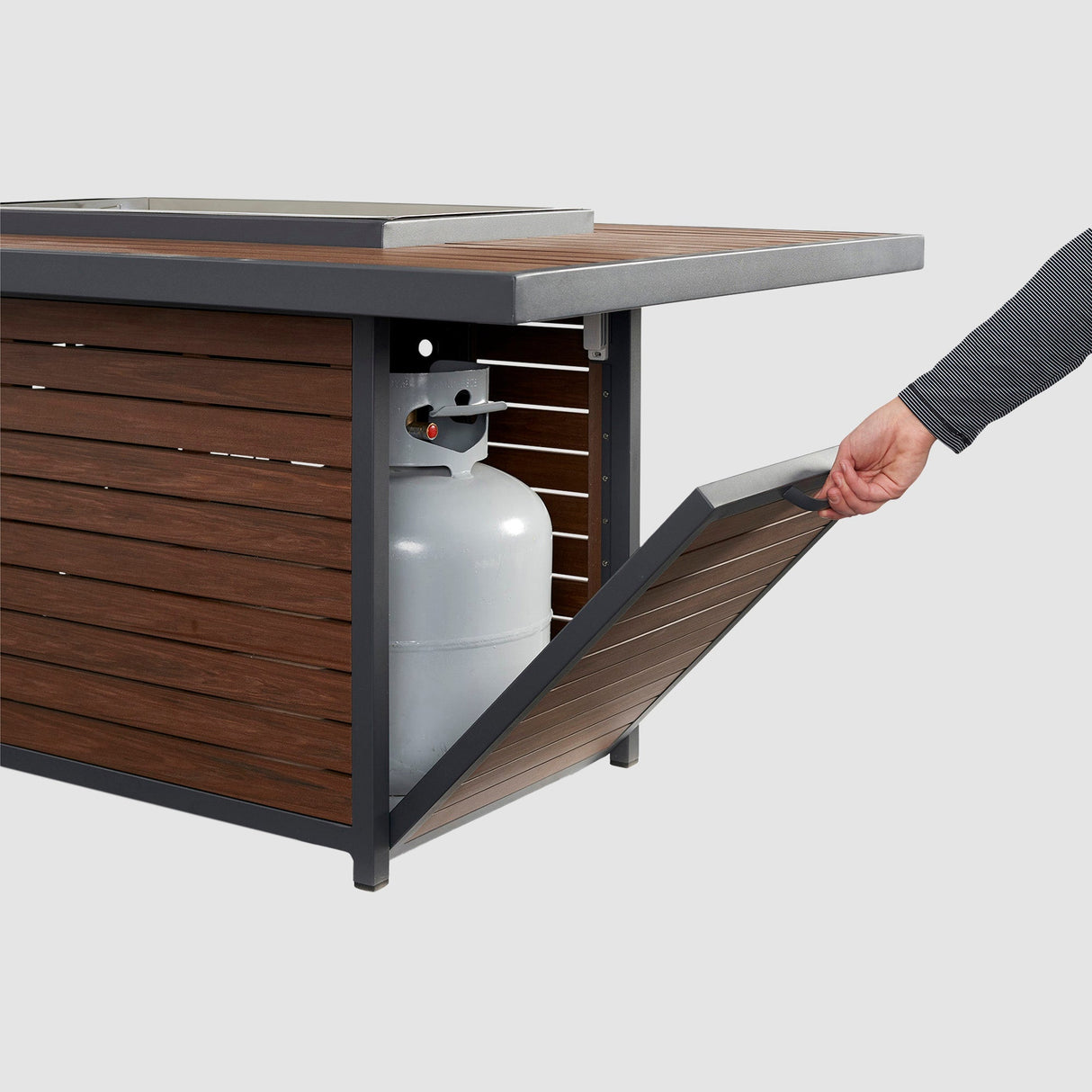 Kenwood and Brooks Rectangular Chat Height Gas Fire Pit Table