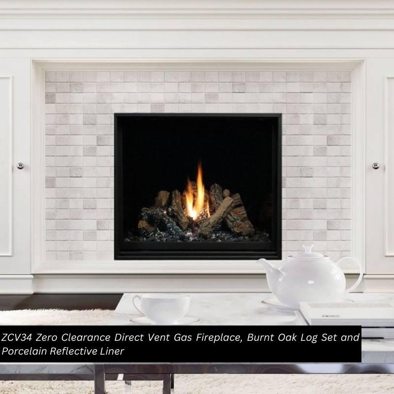 Kingsman ZCV34 34" Zero Clearance Clean View Direct Vent Gas Fireplace | Ceramic Glass