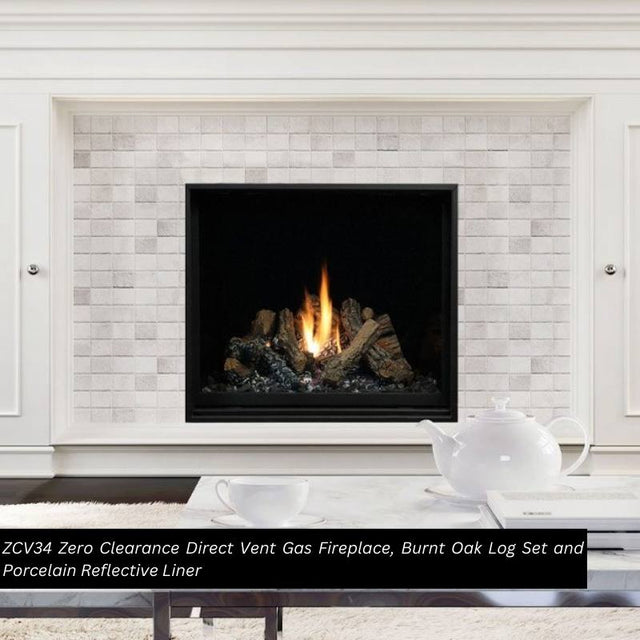 Kingsman ZCV34 34" Zero Clearance Clean View Direct Vent Gas Fireplace | Tempered Glass
