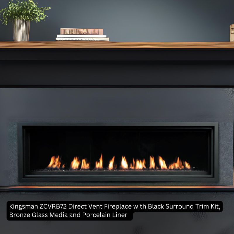 Black Surround Trim Kit (1.5" W) for Kingsman Linear Direct Vent Fireplaces
