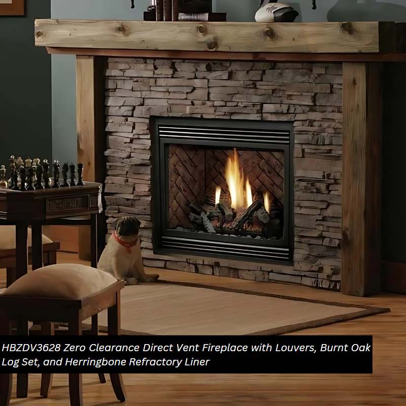 Kingsman HBZDV3624 36" Zero Clearance Louvered Direct Vent Gas Fireplace